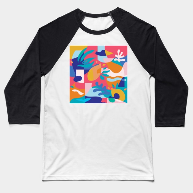 Amalfi Abstraction / Colorful Modern Shapes Baseball T-Shirt by matise